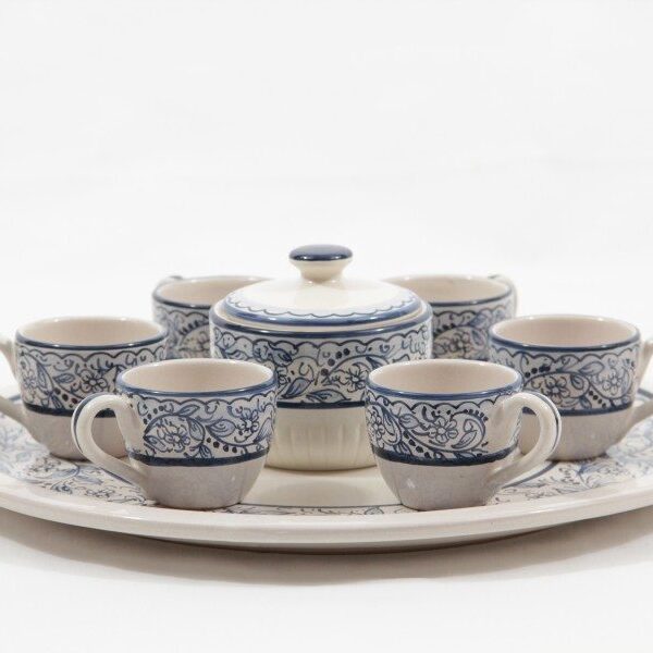 Servizio caffe in ceramica per 6 e zuccheriera Teate