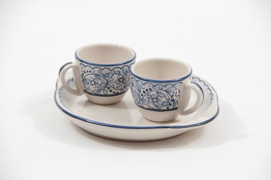 86MIT Servizio in ceramica tete a tete con vassoio decoro Teate Ceramiche Liberati