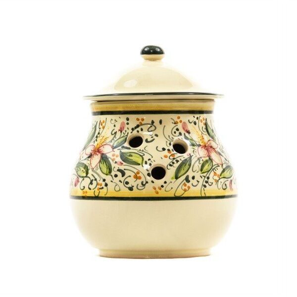 Barattolo portaaglio in ceramica orchidea