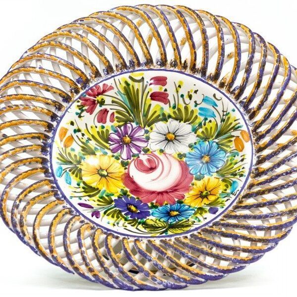 Centrotavola in ceramica con piede Fioraccio