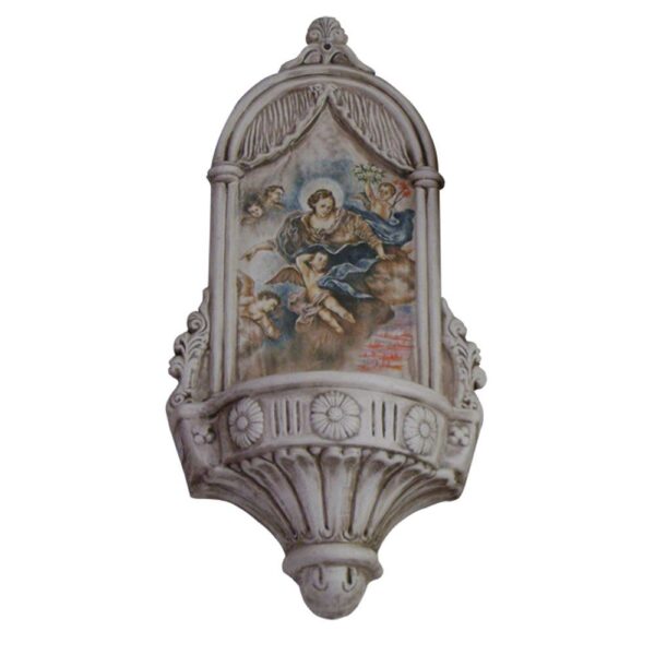 Acquasantiera in ceramica h. 80 cm dipinta a mano Santa Margherita