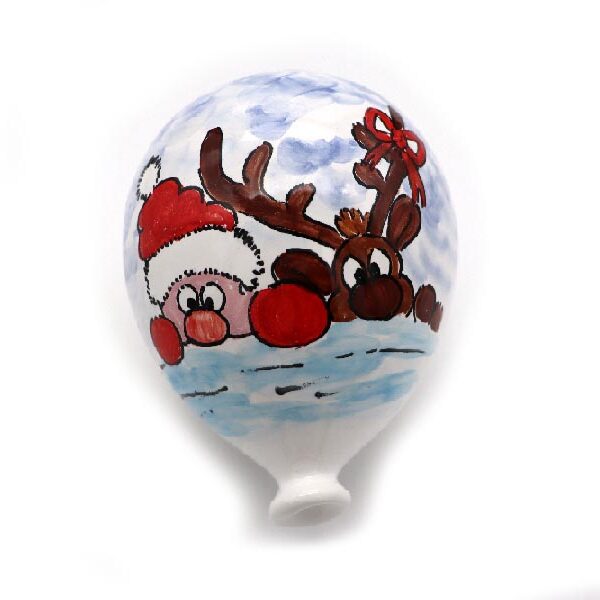 Palloncino in ceramica dipinto a mano con Babbo e Renna