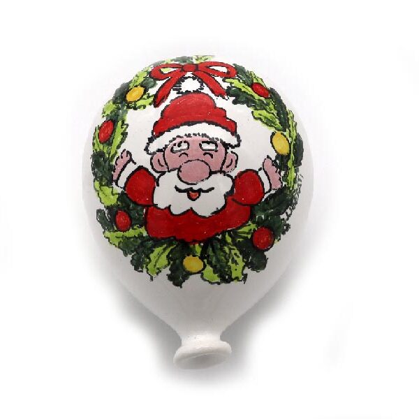Palloncino in ceramica dipinto a mano con Babbo e Ghirlanda