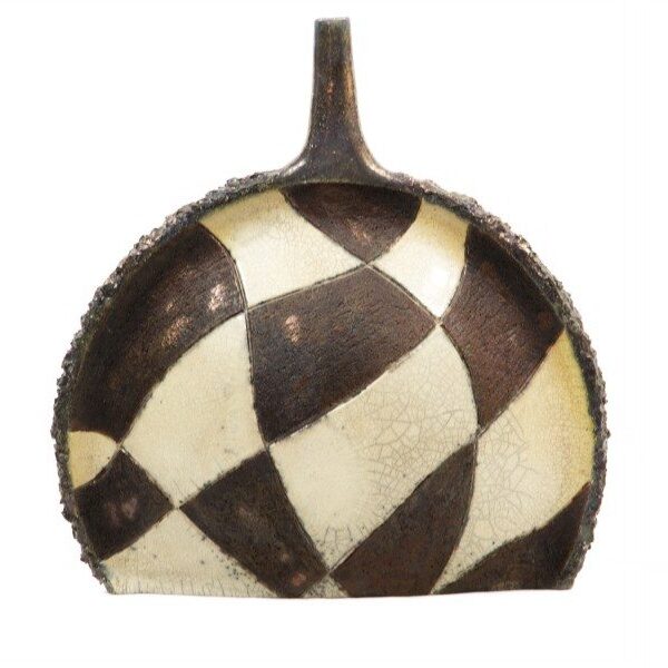 Bottiglia in ceramica Raku a scacchi