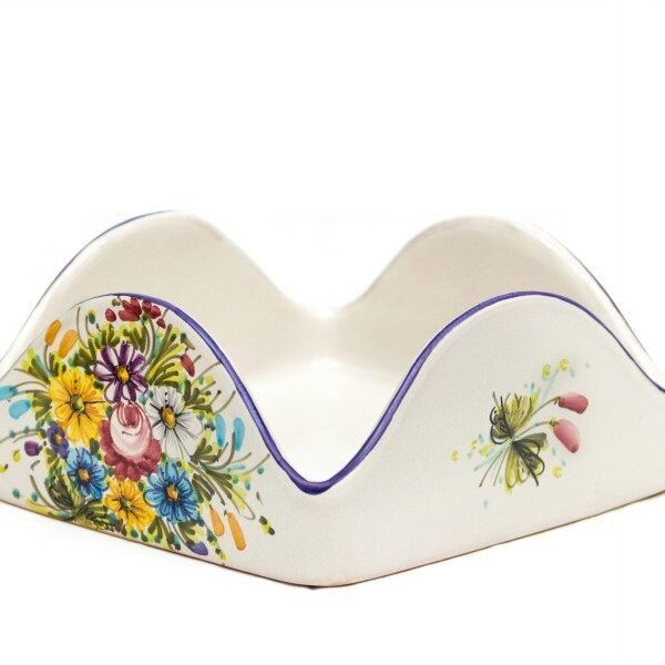 Portatovaglioli quadrato in ceramica Fioraccio