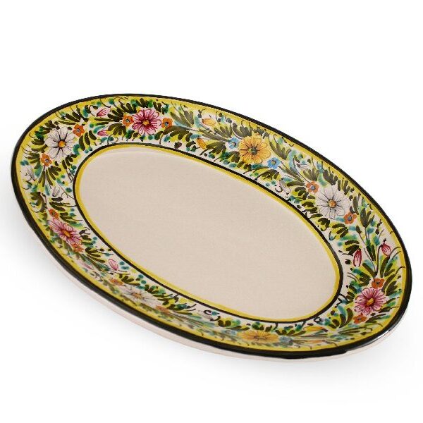 Piatto da portata ovale sperlunga in ceramica Margherite