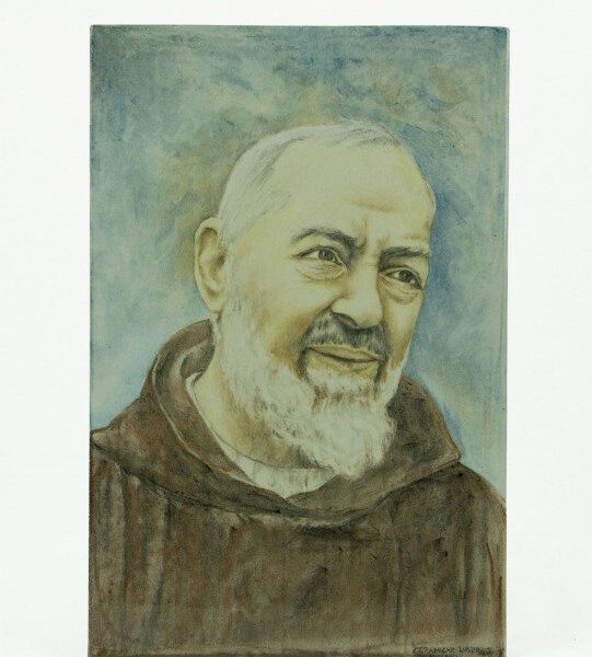 Mattonella Padre Pio in ceramica, 31 x 20 - Iconografia su ceramica