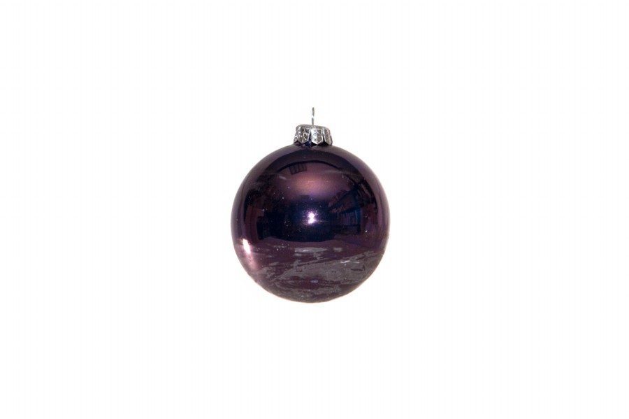 Pallina di Natale in ceramica con lustri metallici blu violacei