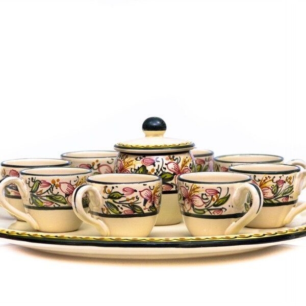 Servizio caffe da 8 con zuccheriera in ceramica