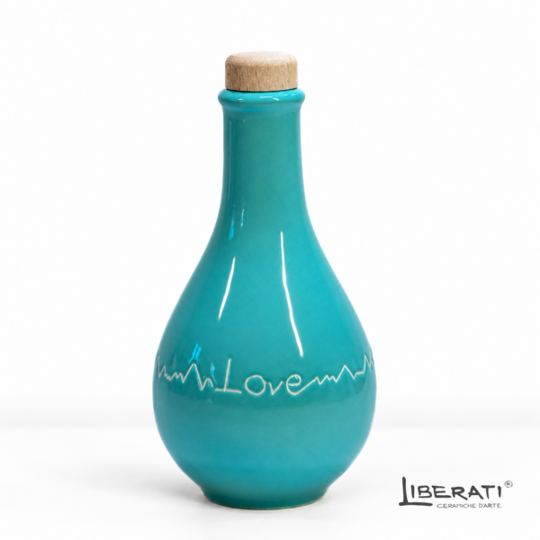 Bottiglia in ceramica artistica incisa con amore Tiffany