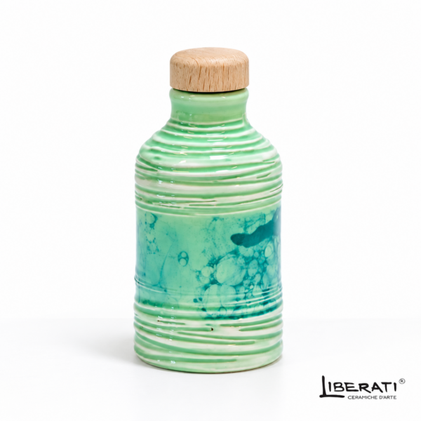 Bottiglia in ceramica artistica linea Canapa e Bolle