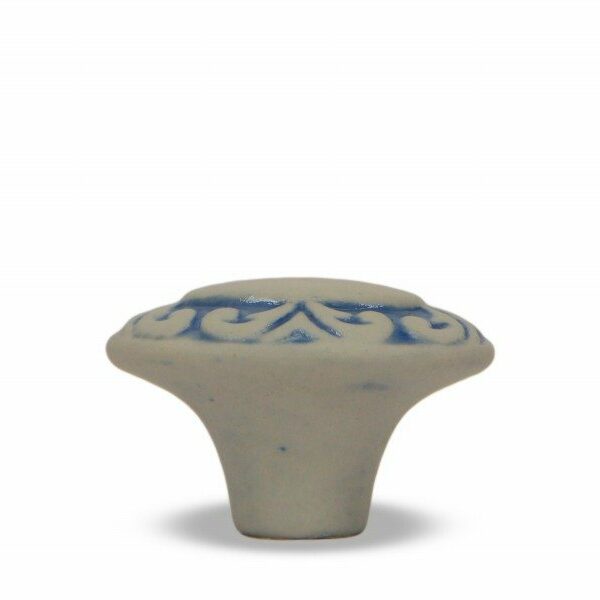 Pomello in ceramica artigianale mod. Acanto bluette