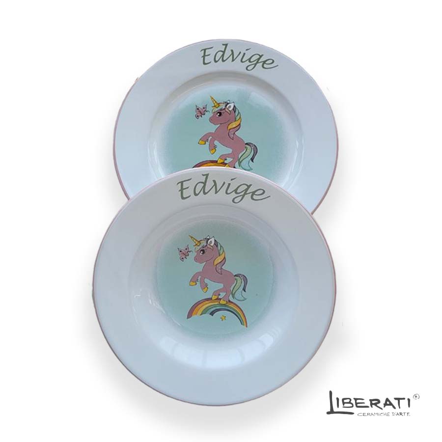 Piatto Set Pappa in ceramica Unicorno