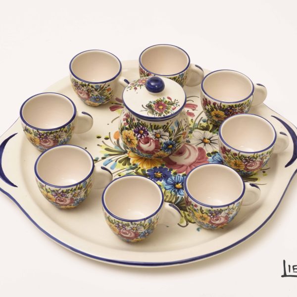 Servizio caffè da 8 in ceramica Fioraccio