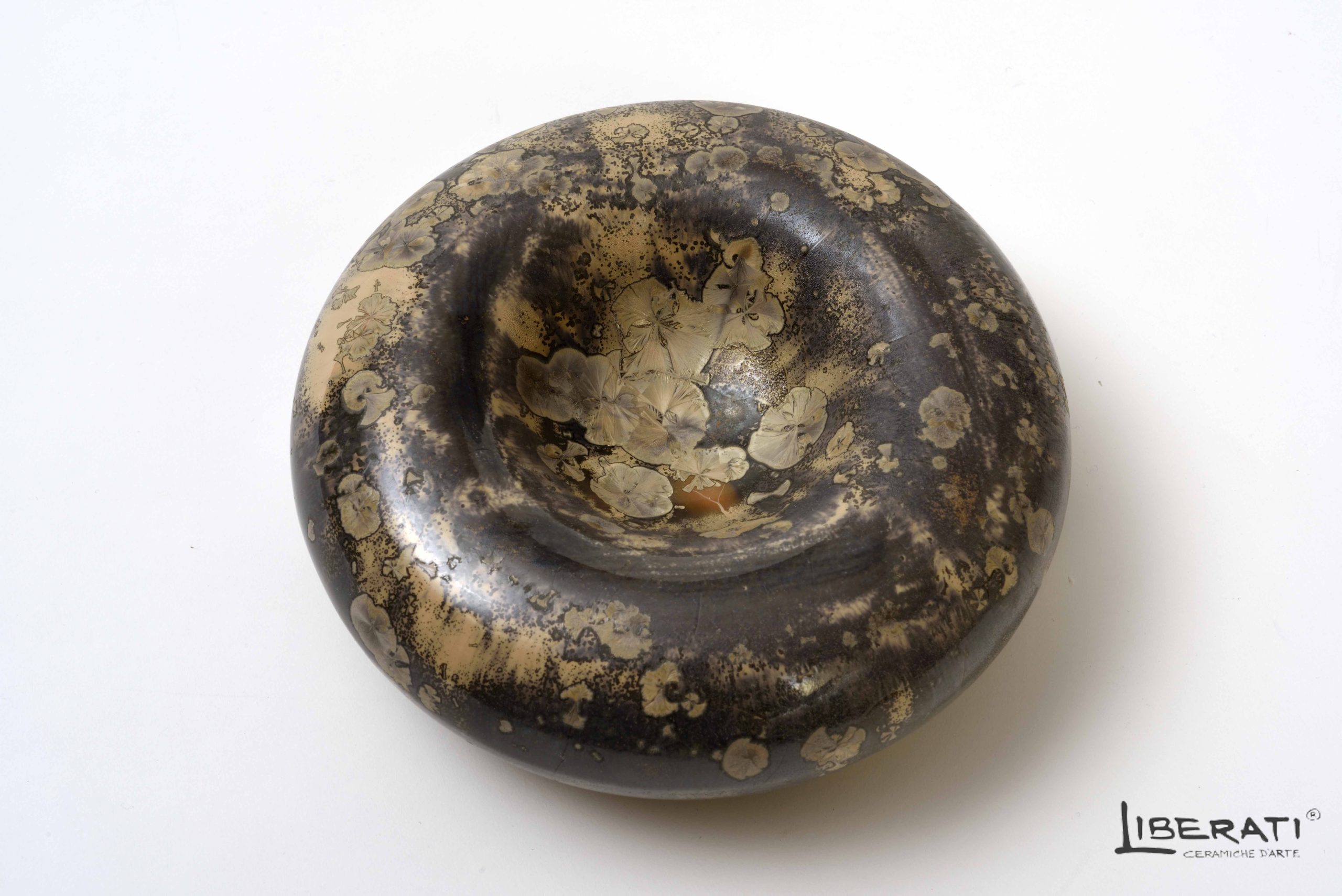 Centrotavola in porcellana con cristalli fioccati