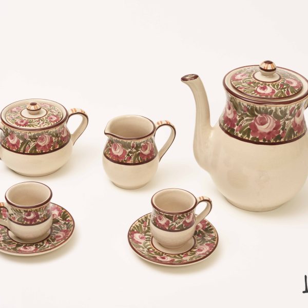 Servizio da caffè in ceramica da 12 fascia rose