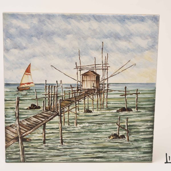 Mattonella in ceramica dipinta a mano trabocco 30x30