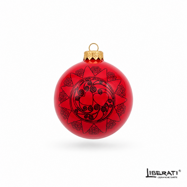 Pallina di Natale in ceramica Rossa con Presentosa