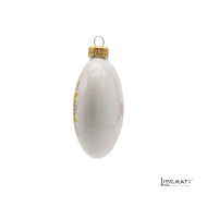 Pallina di Natale in ceramica di forma schiacciata con Presentosa