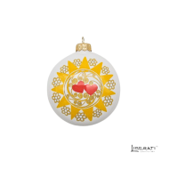 Pallina di Natale in ceramica di forma schiacciata con Presentosa