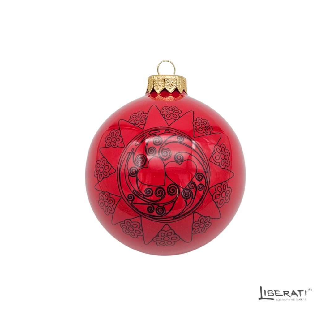 Pallina di Natale in ceramica Rossa con Presentosa