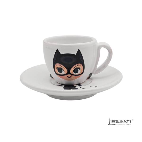 Tazzina con piattino Catwoman in ceramica