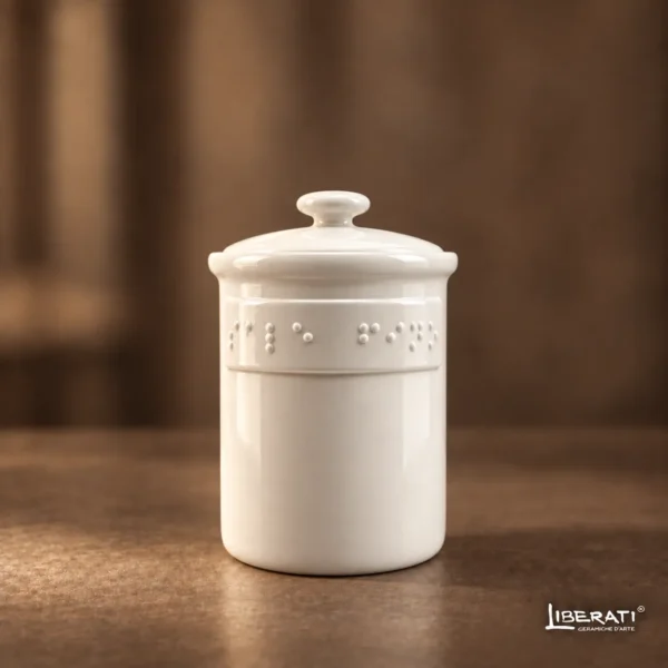 Barattolo in ceramica artigianale Sale fino scritta in braille