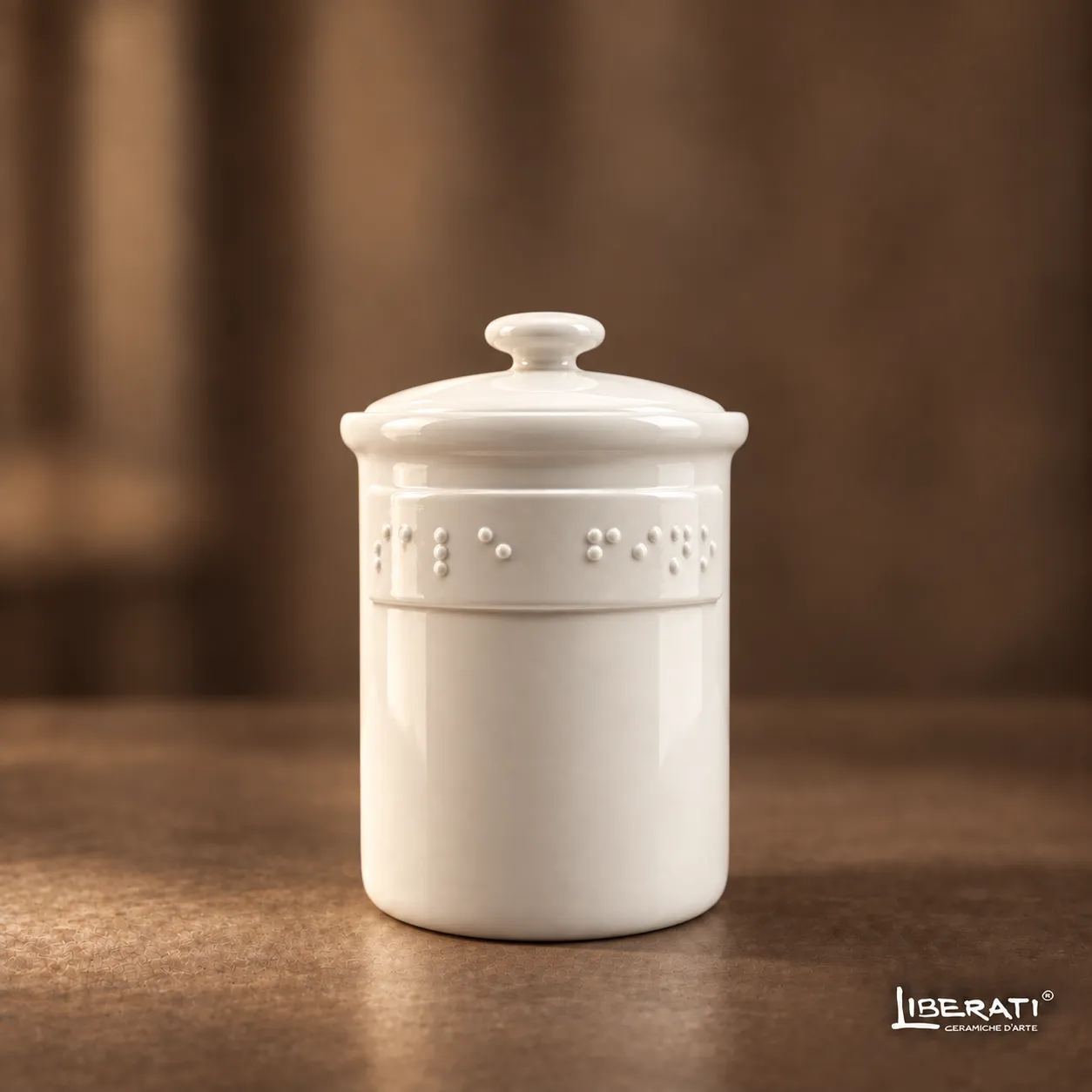 Barattolo in ceramica artigianale Sale fino scritta in braille