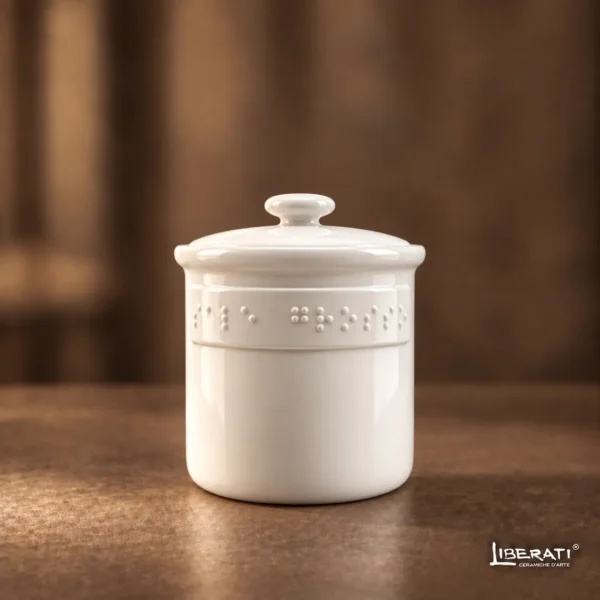 barattolo in ceramica artigianale sale grosso scritta braille