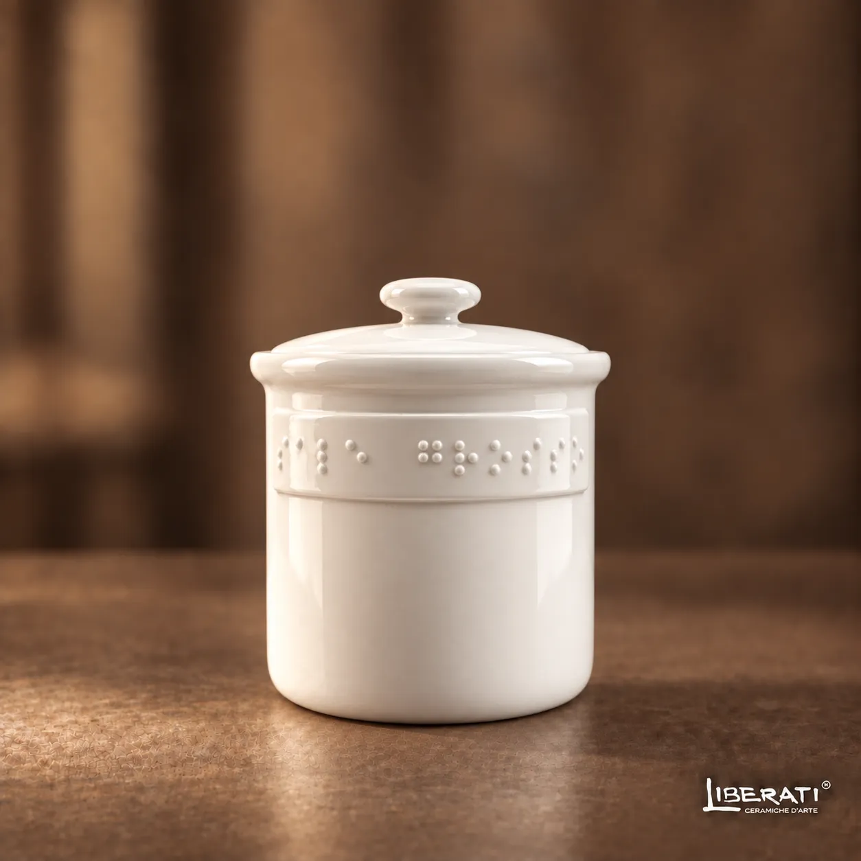 barattolo in ceramica artigianale sale grosso scritta braille