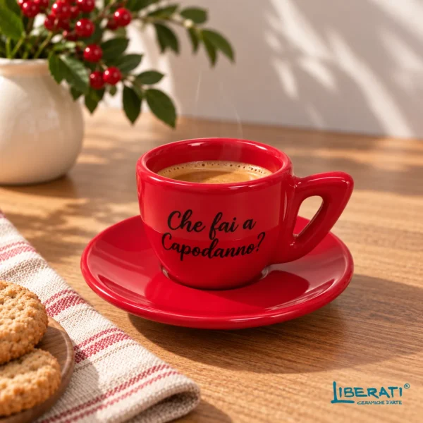 Tazzina caffè artigianale in ceramica Che fai a Capodanno?