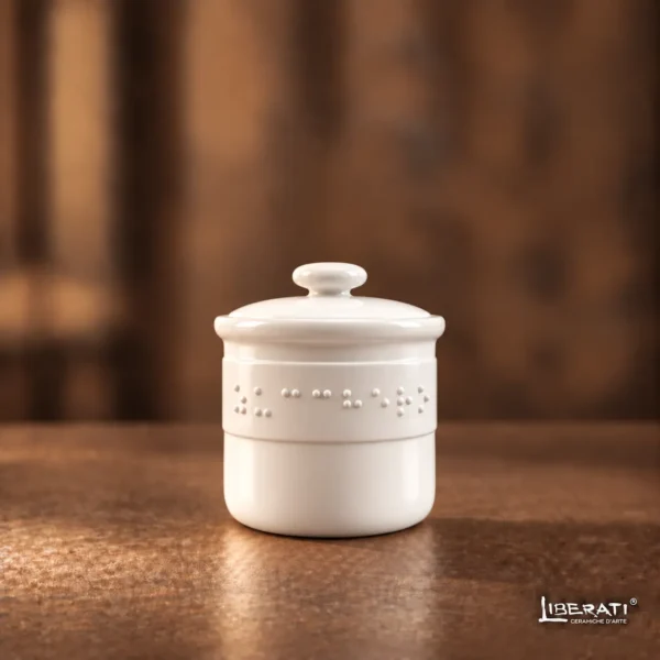Barattolo in ceramica con scritta “Zucchero” in Braille